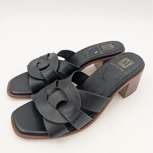 Bruno Magli Black Leather Sandals Heels